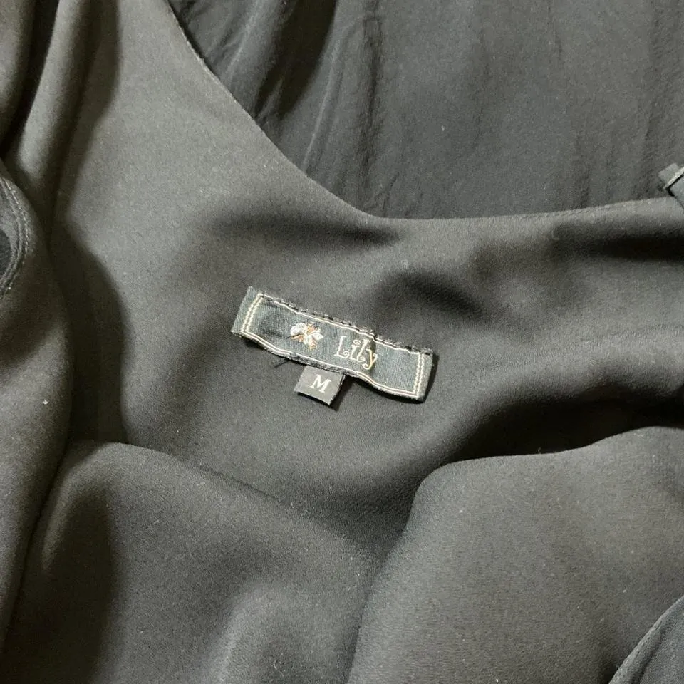 Lily Black Sheer Chiffon Ruffle Layered Dress Set 2 Piece Set Grunge Fairycore Size M - Image 5