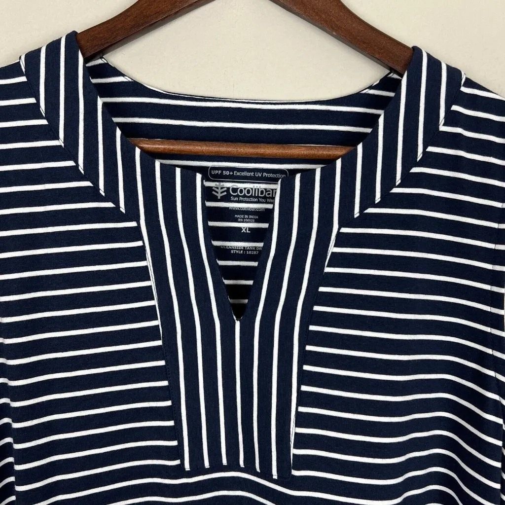 Coolibar Oceanside Tank Dress Womens XL Navy Blue Stripe Sleeveless UPF 50+ New‎ - Image 4