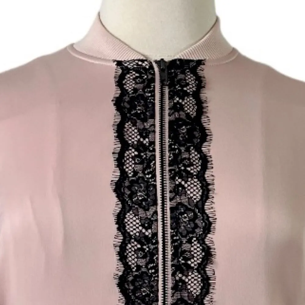 Lane Bryant Jacket Sateen Lace Soft Bomber Blush Pink Black Women’s Size 14/16 - Image 9