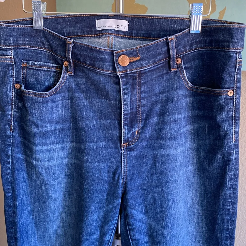 Loft Modern Skinny size 31 size 12 dark wash jeans denim jeggings higher rise - Image 3