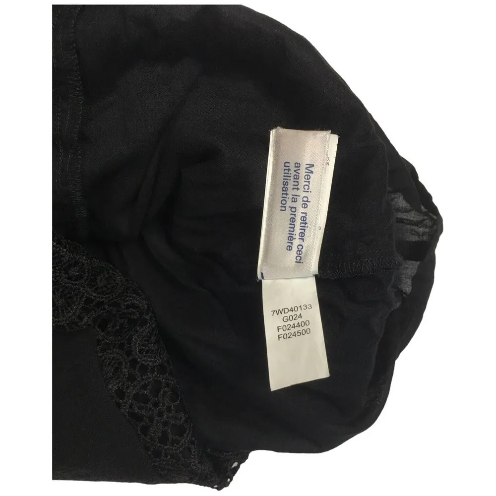 Lucky Brand Boho Crochet Lace Long Sleeve Tassel Textured Womens Dress Black S - Image 12