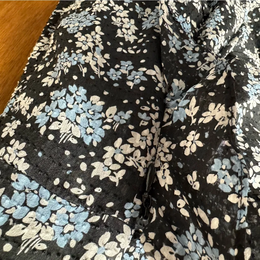 Veronica Beard Amal Floral Midi Ruffle Sleeveless Dress Blue 10 - Image 9