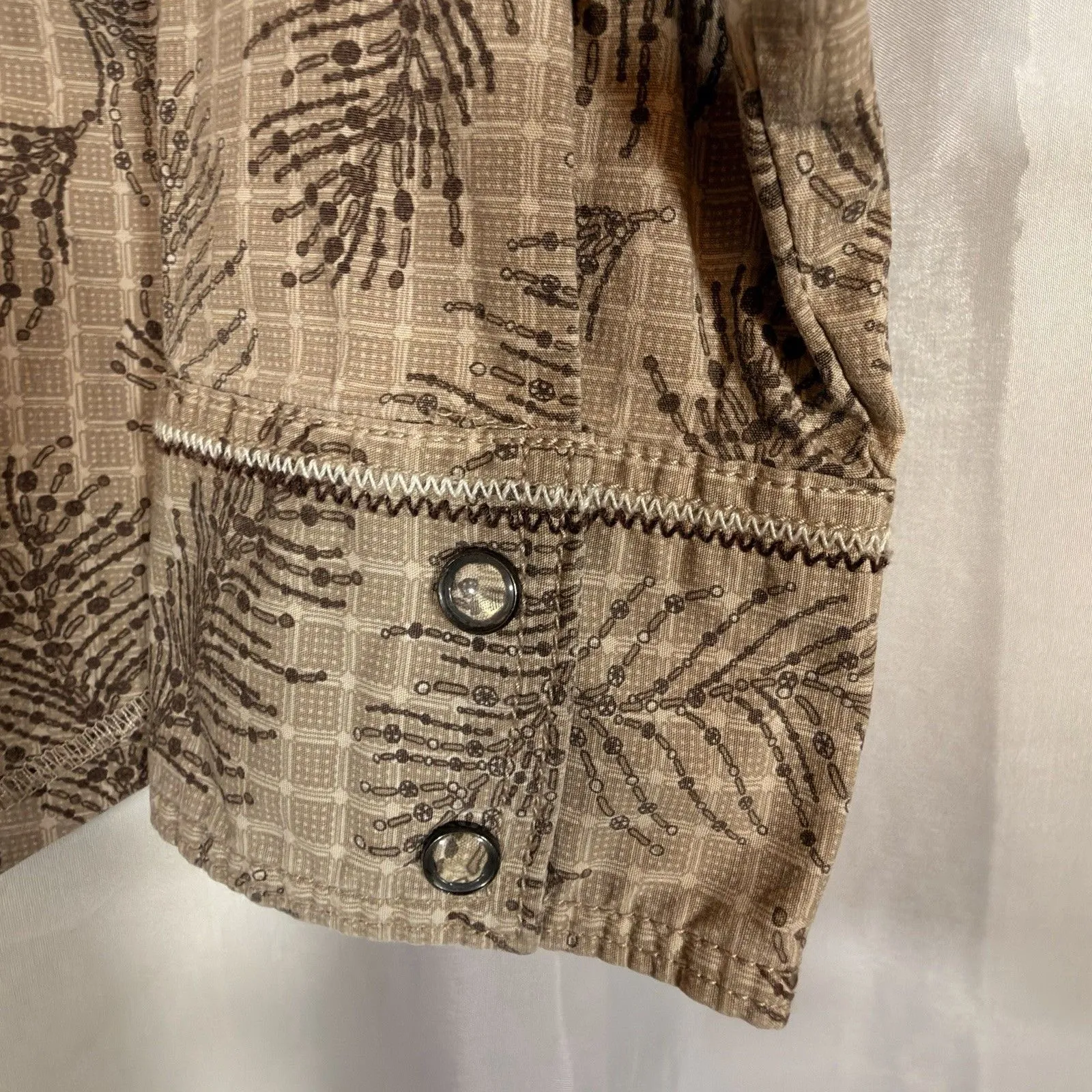 The North Face Womens M Pearl Snap Shirt Beige Floral Long Sleeve Western - Image 5