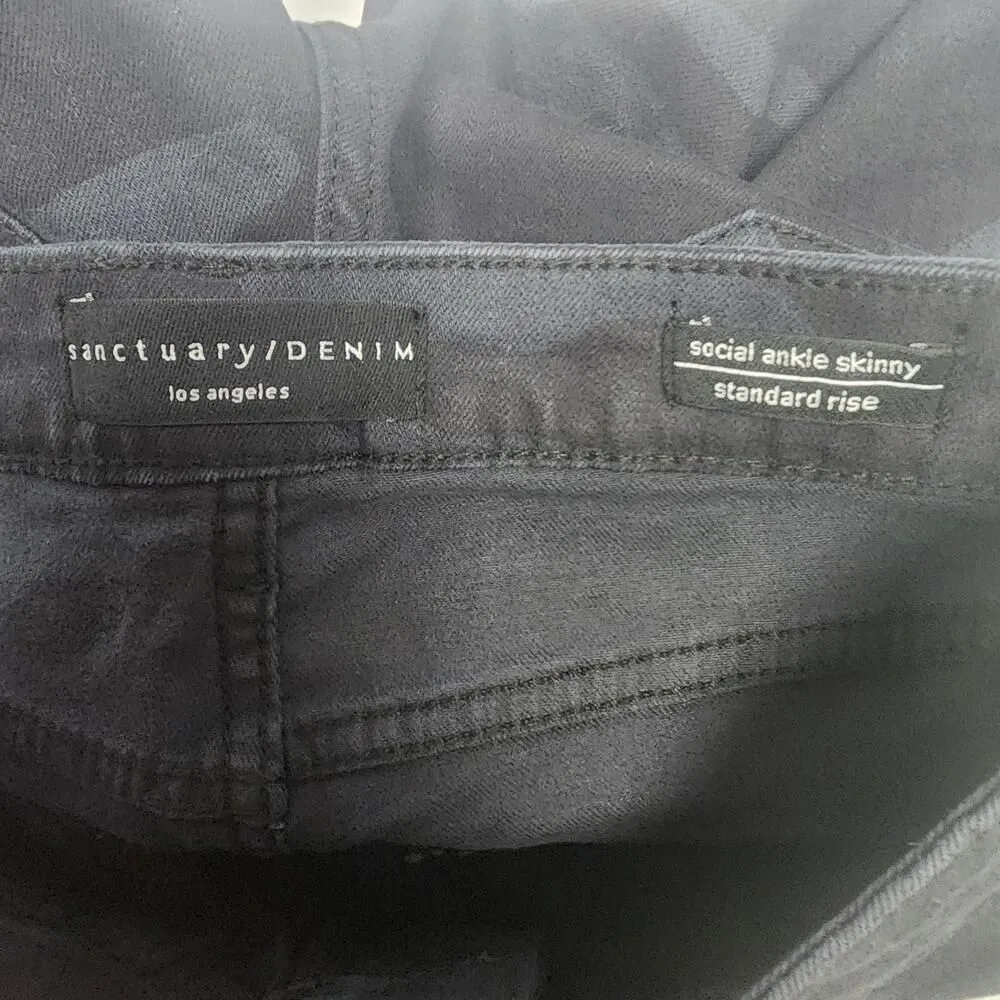 NWT Sanctuary Denim Social Ankle Skinny Standard Rise Black & Blue Camo Jeans 27 - Image 6