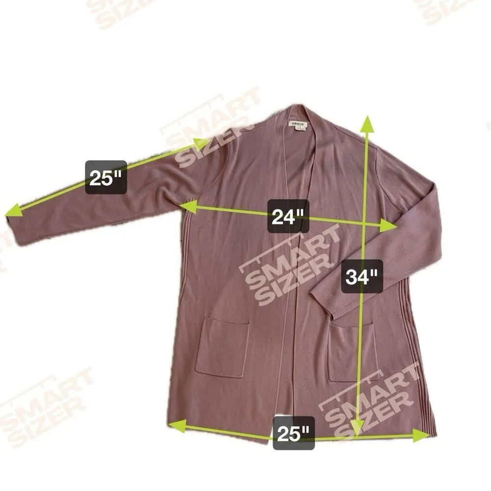 Orvis Anywear Long Cardigan Sweater Dusty Lilac Pockets Ribbed Sides Size XL - Image 6