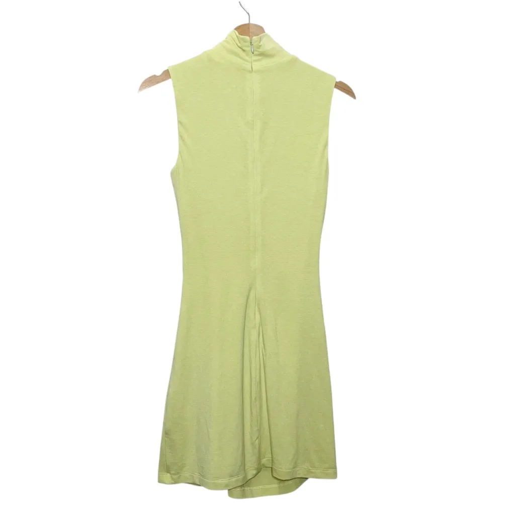 Song Of Style Woodrow Mini Dress Green Women’s Small Twist Knot Jersey Zip Back Yellow - Image 5