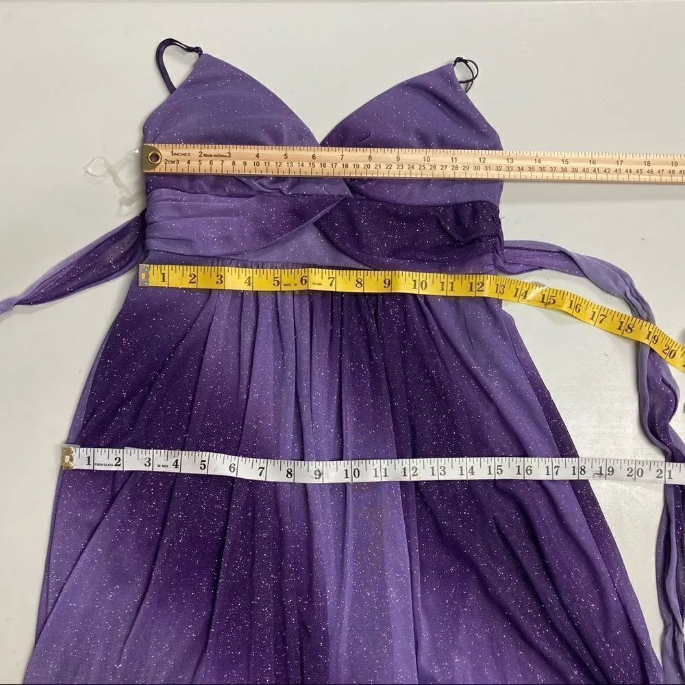RUBY ROX Women’s Purple Sparkly Spaghetti Strap Size Small Prom Formal Dress - Image 3