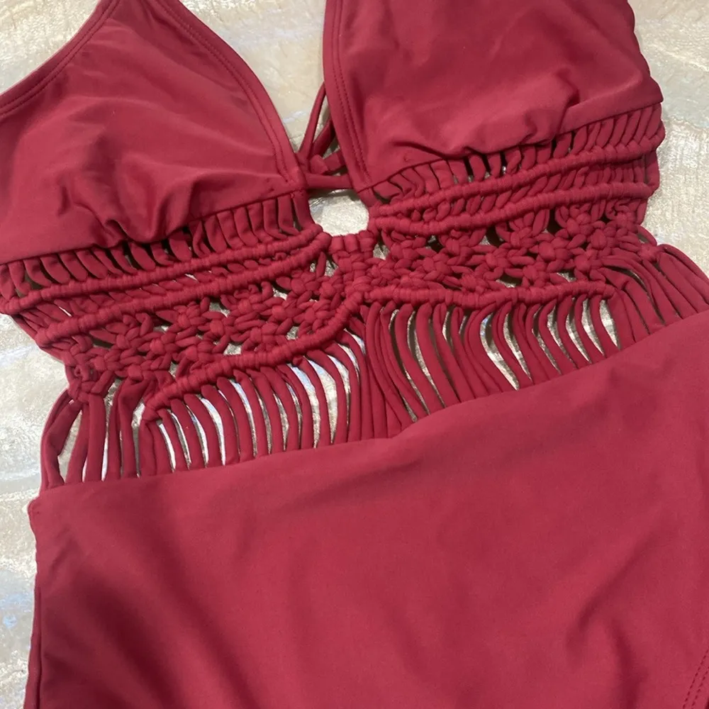 Xhilaration swimwear Red Halter One Piece Swimsuit Size Small / Preowned - Image 4
