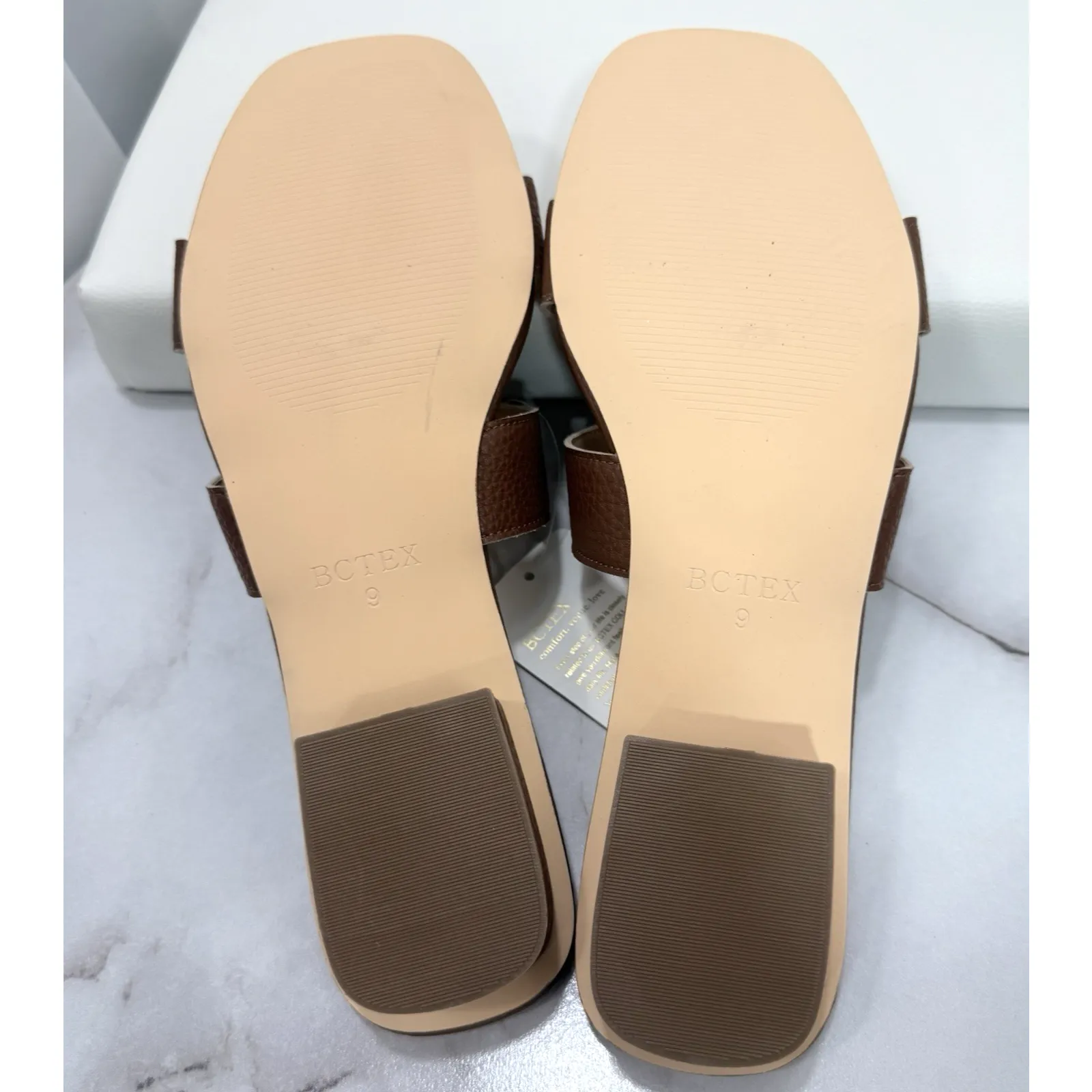 Women's Flat Sandals Summer Open Toe Slip On Dressy Slide Sandals Size 9 Brown - Image 10