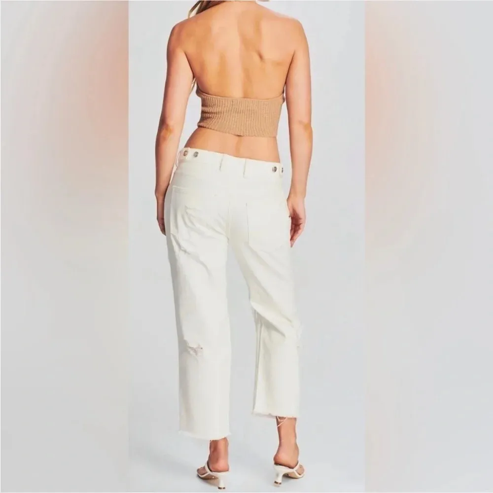 SER.O.YA Omar Optic White Distressed Boyfriend Jeans Relaxed Fit Size 28 - Image 2