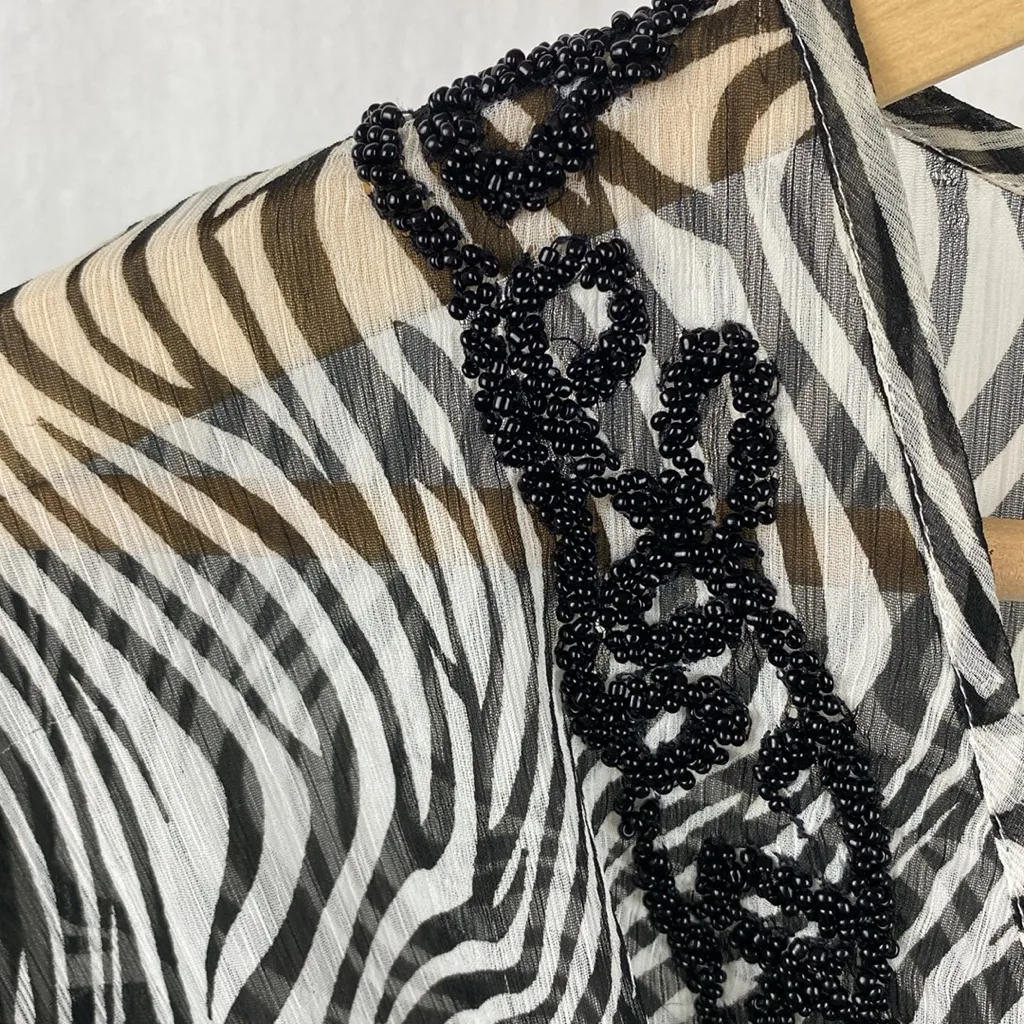Chico’s Black & White Zebra Animal Print Embellished Blouse Top S/M - Image 3