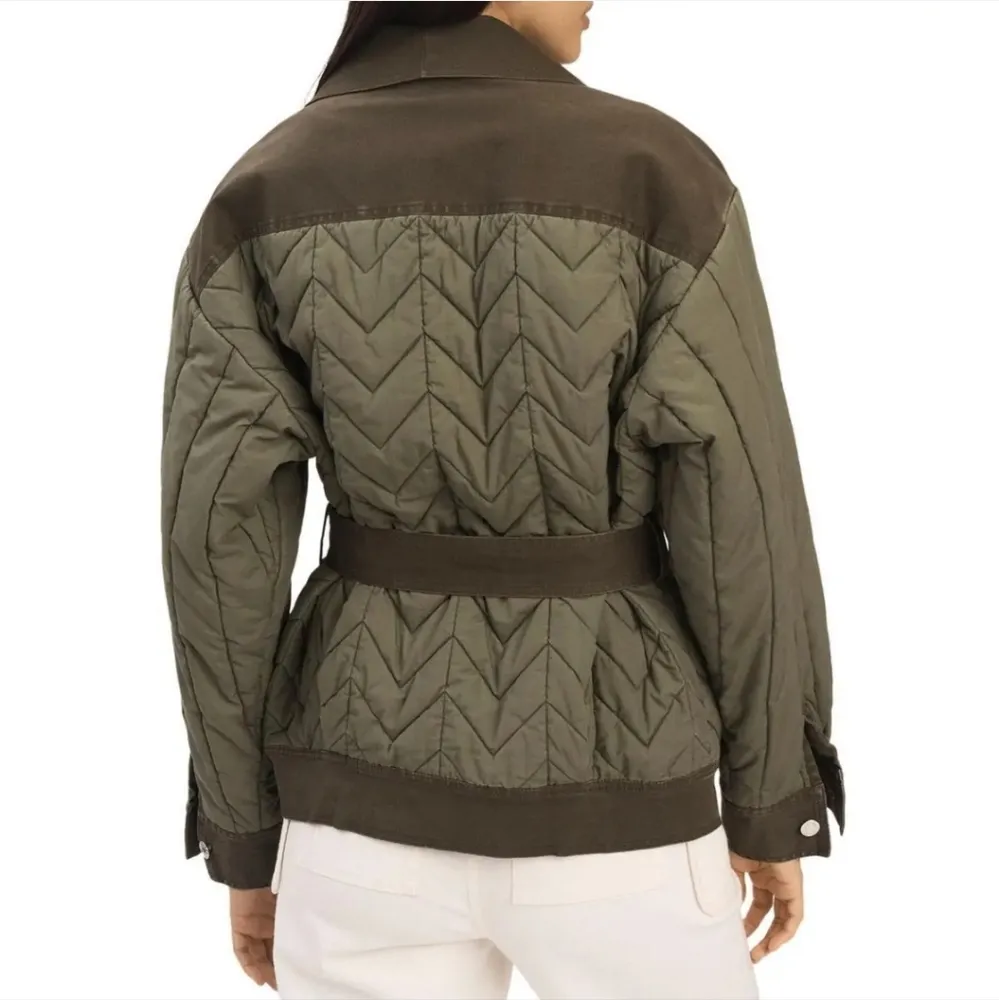 NWT Derek Lam 10 Crosby Teagan Quilted Shawl Jacket in Pale Olive XS - Image 2