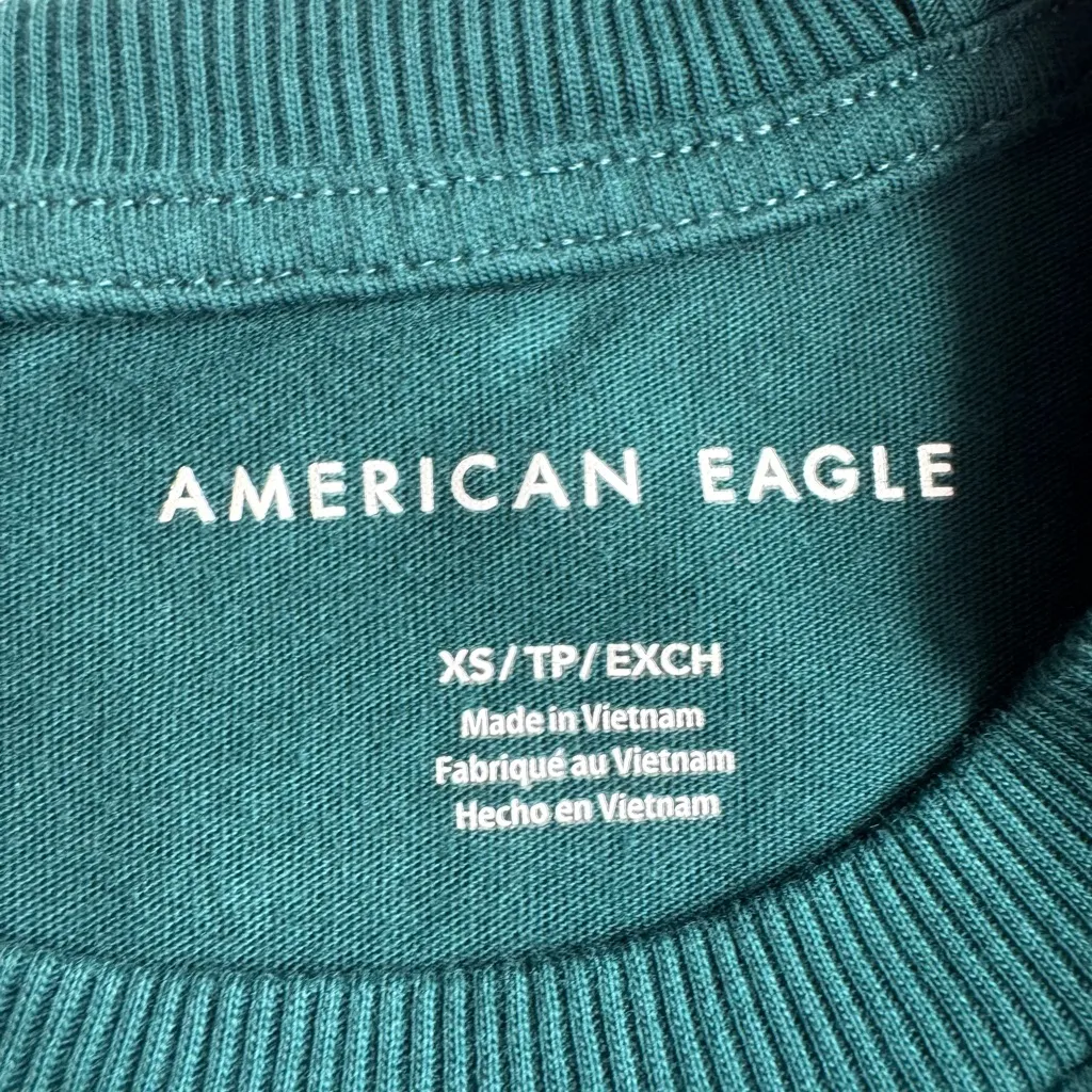 American Eagle Outfitters Graphic Dark Teal Short Sleeve Crop Tee Size XS - Image 7