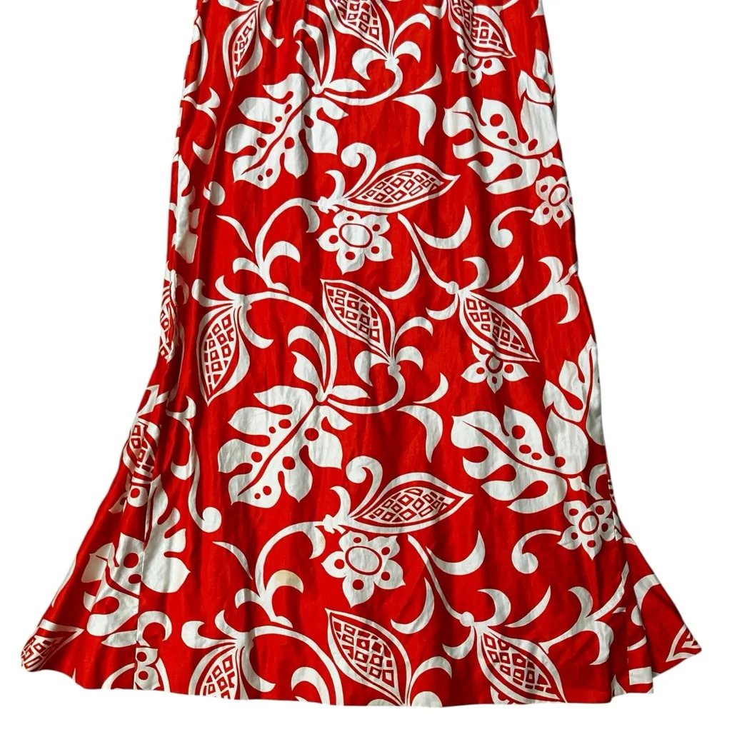 Alice Of California Vintage 60s Hawaiian Floral Maxi Dress Luau Orange Size 16 - Image 2