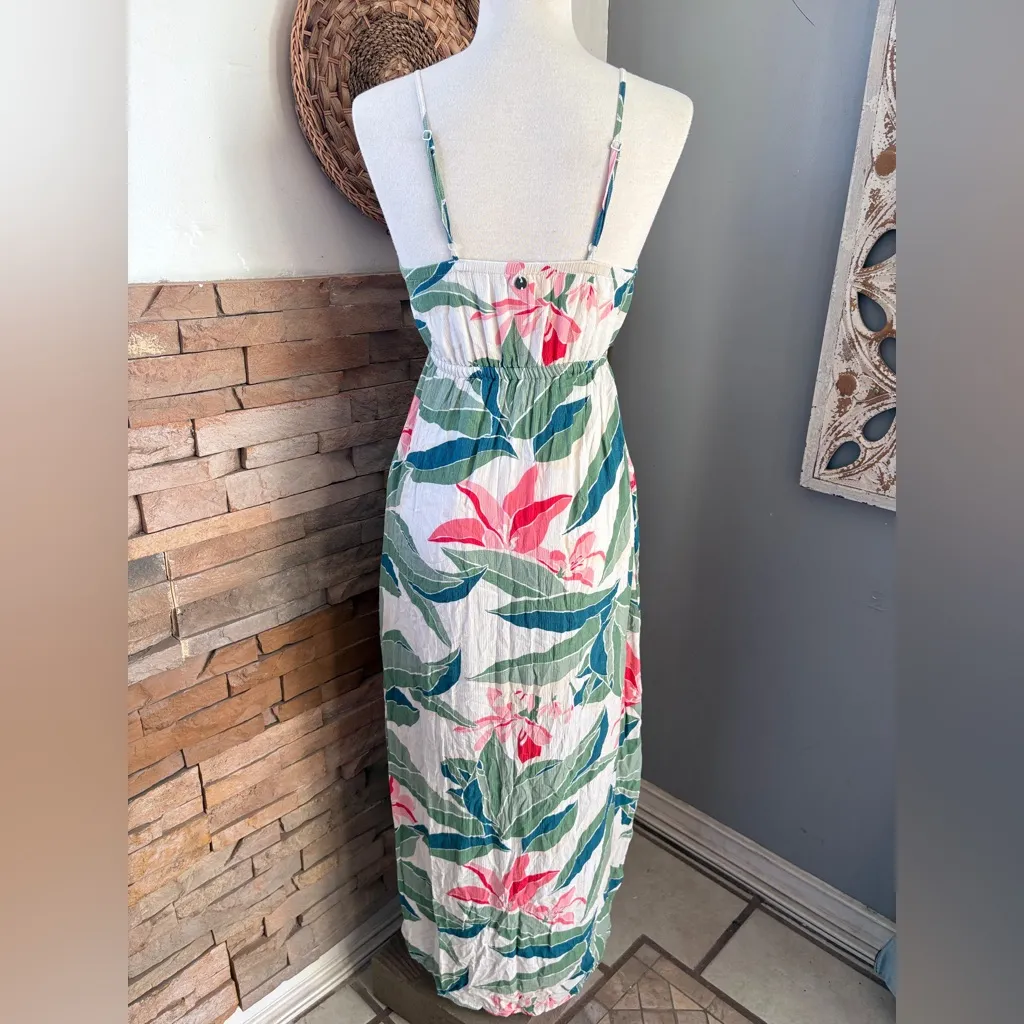 Billabong Tropical Green and Pink Maxi Dress size XS - Image 3