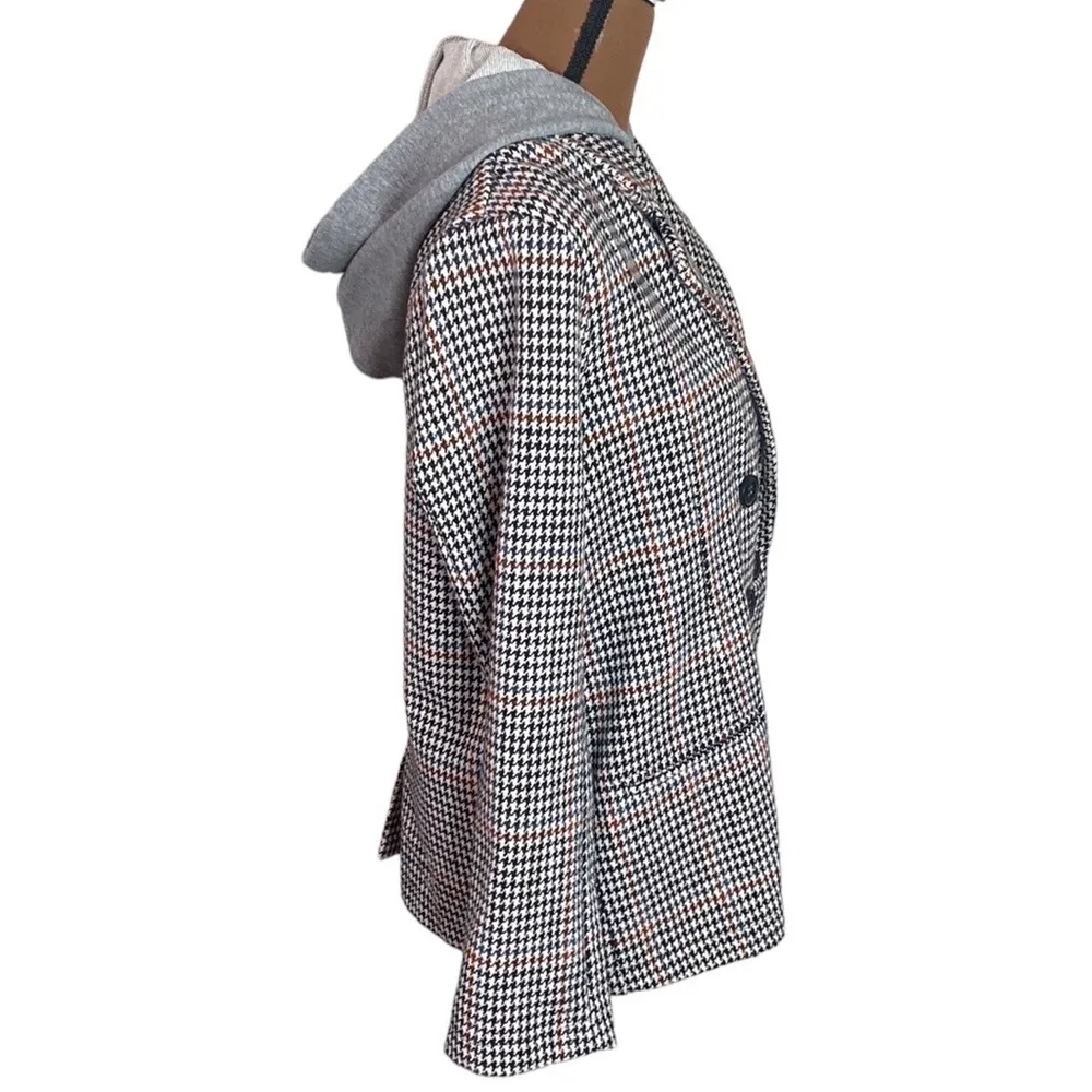 Mystree hooded layered houndstooth double breasted blazer size S - Image 58
