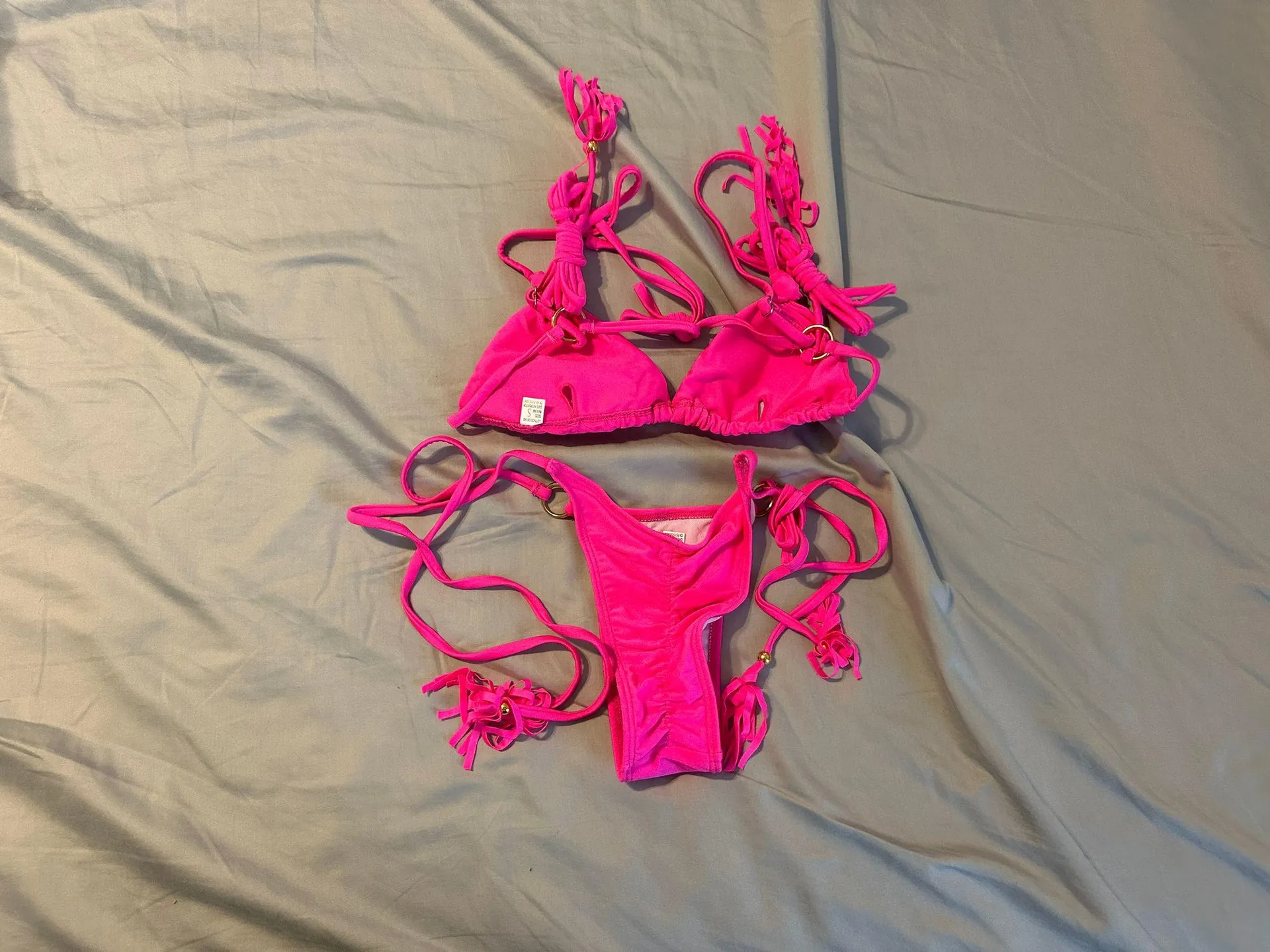 2 Piece Pink Bikini Wrap Around Tie Top & Side Tie Bottoms - Image 6