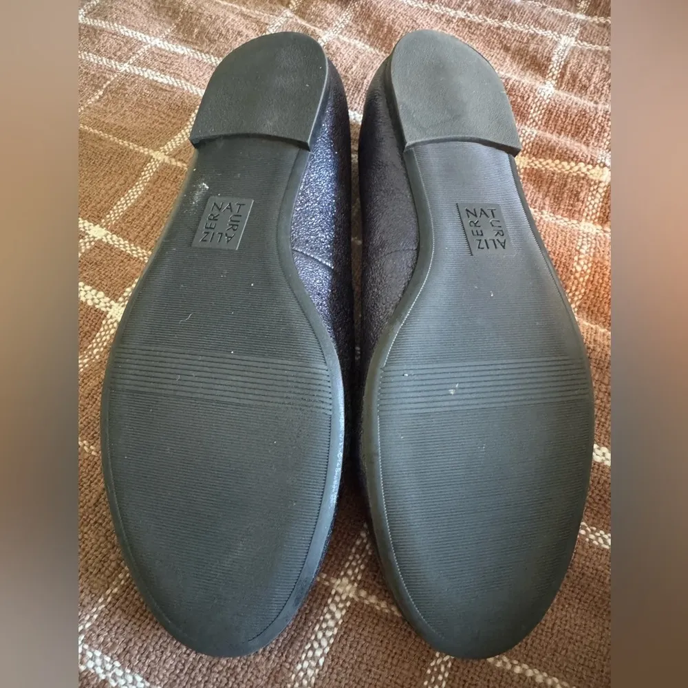 Naturalizer Blue and Silver Flats with Decorative Medallion - Image 2