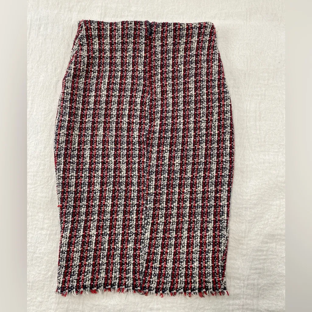 Bailey 44 Women’s Sz XS Red White Blue Tweed Pencil Skirt Stretch Knee Length - Image 2