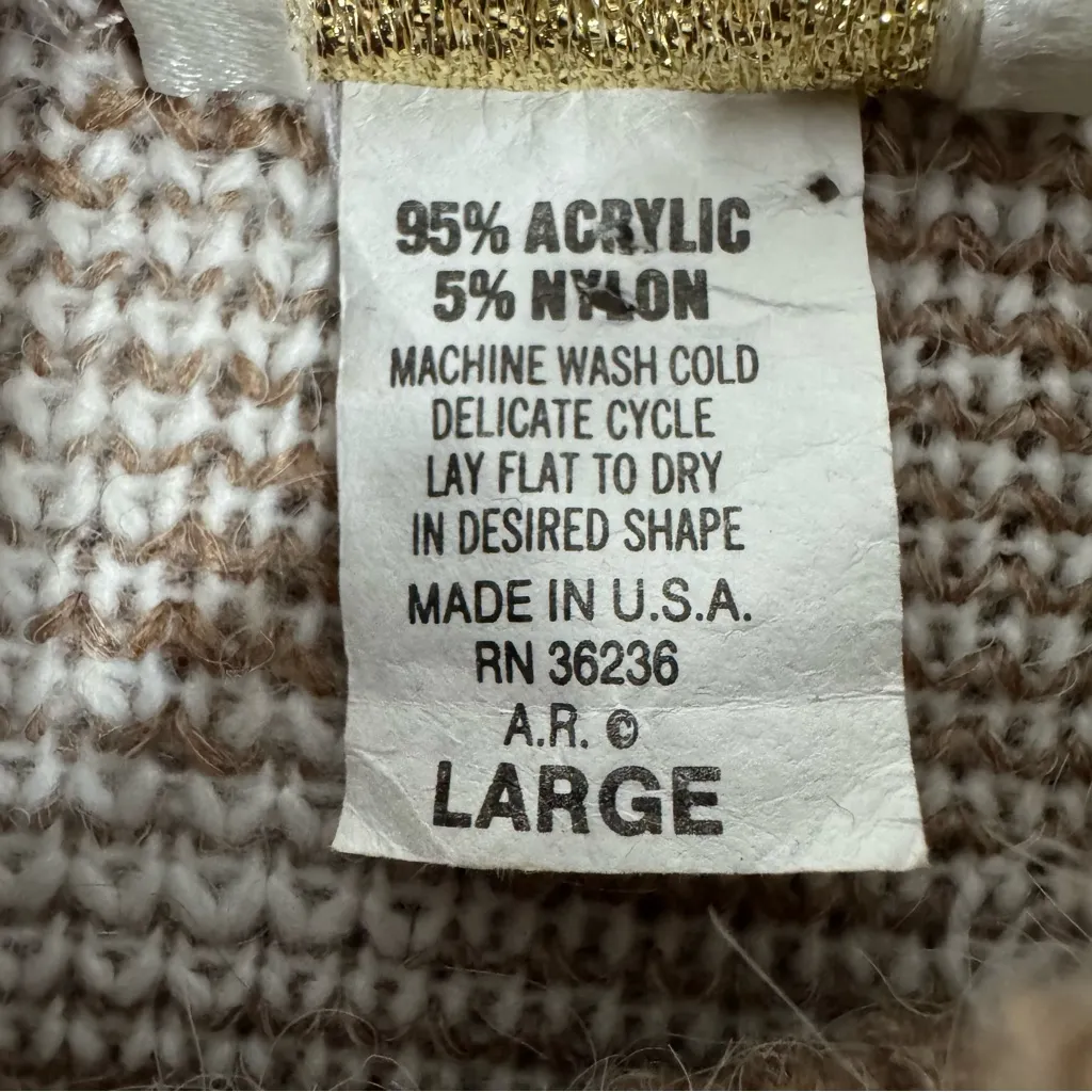 Vintage Needles & Yarn Teddy Bear Fluffy Knit Sweater Brown Size L - Image 8