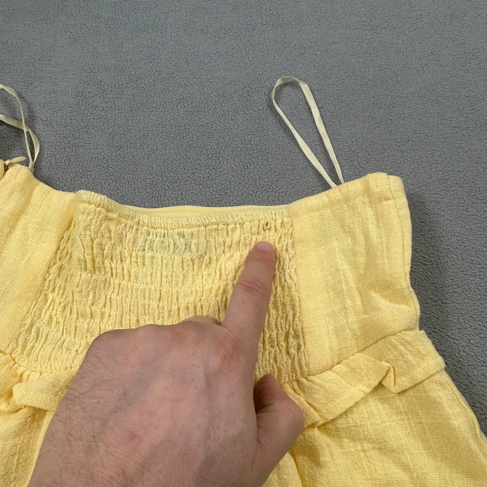 NWT Edikted Top S Womens Yellow Ruffle Layered Strapless Smocked Cami Tank Cute - Image 8