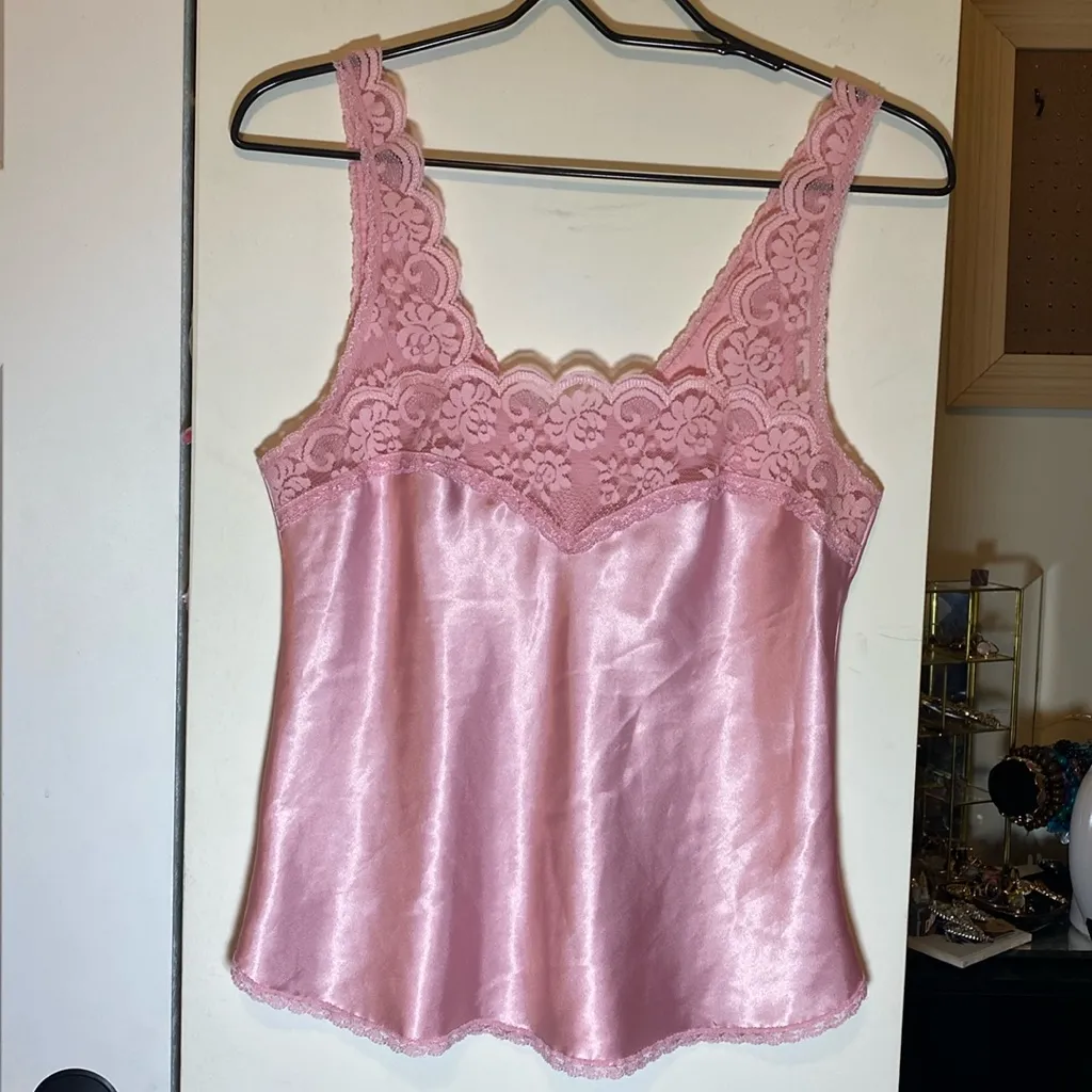 MaidenForm Vintage Chantilly Pink Lace Cami Size 3 / Small 16.5in Ptp - Image 6
