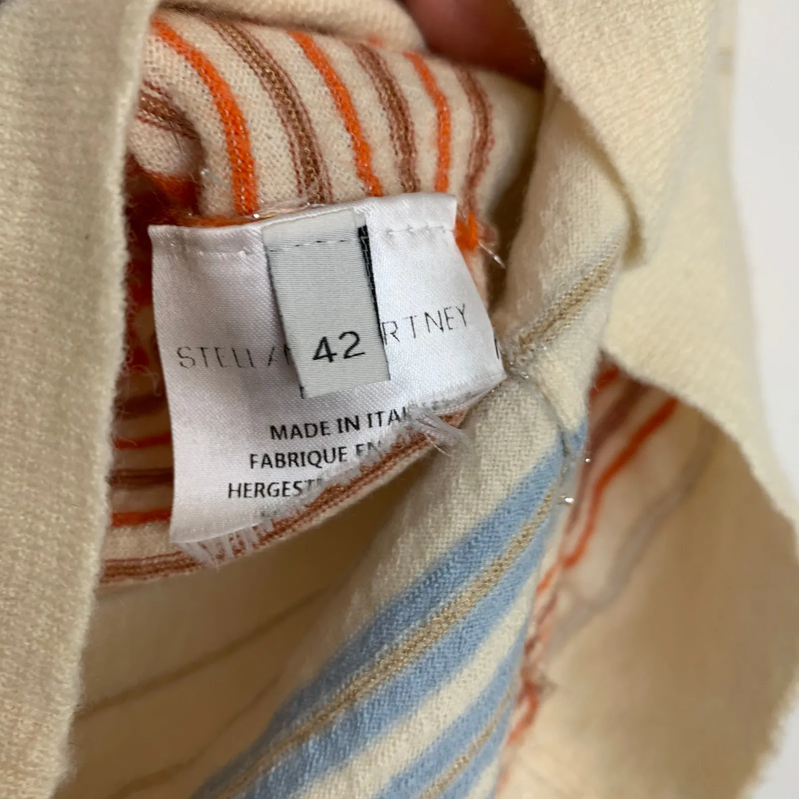 STELLA MCCARTNEY Virgin Wool Crew Neck Multi Color Striped Sweater Size 42 - Image 12