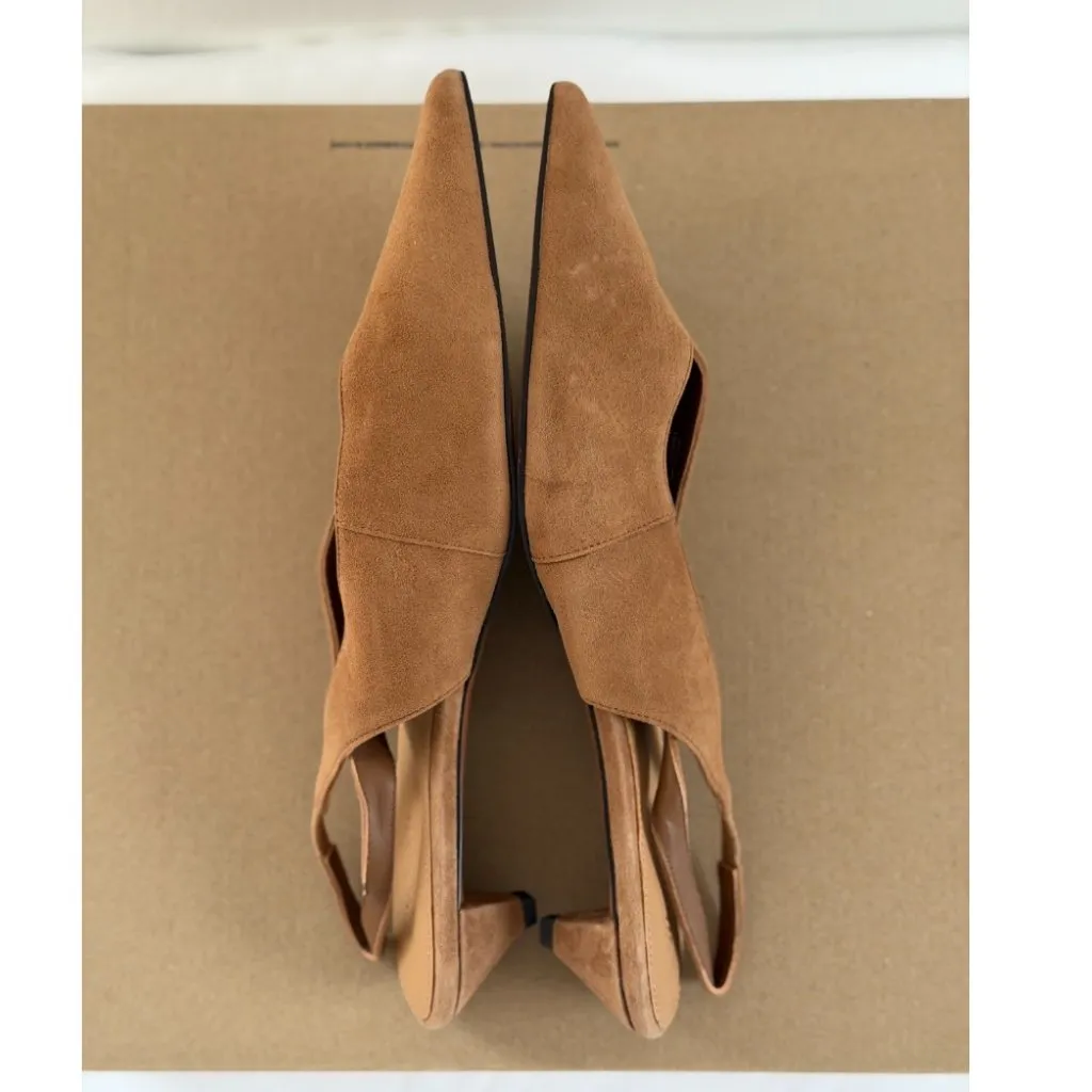 Madewell The Simone Kitten-Heel Slingback Pumps in Dried Acorn, Size 10.5 - Image 4
