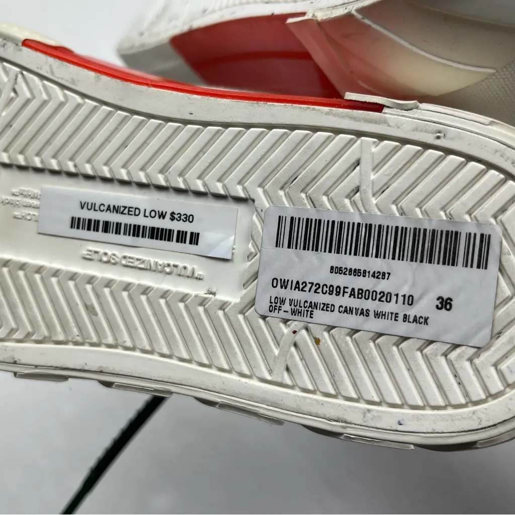 Off-White Low‎ Vulcanized Canvas White Sneaker Shoe Women SZ 36 US 6 NEW *FLAW - Image 3