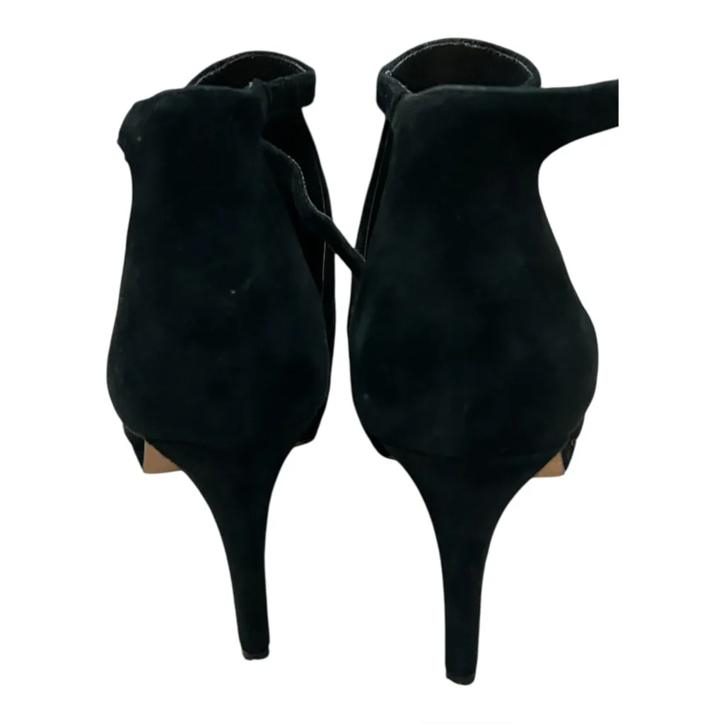 Antonio Melani Black Suede Cutout Peep Toe Ankle Strap Buckle Heels Size 7.5 M - Image 5