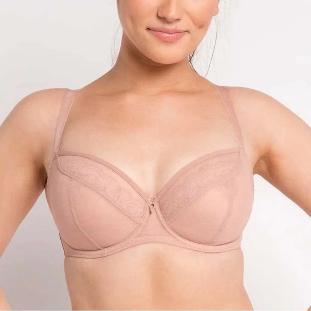 NEW Curvy Kate Eye Spy Balcony Bra 38F NWT Blush Pink Nude Sheer Large Bust Size undefined - Image 2