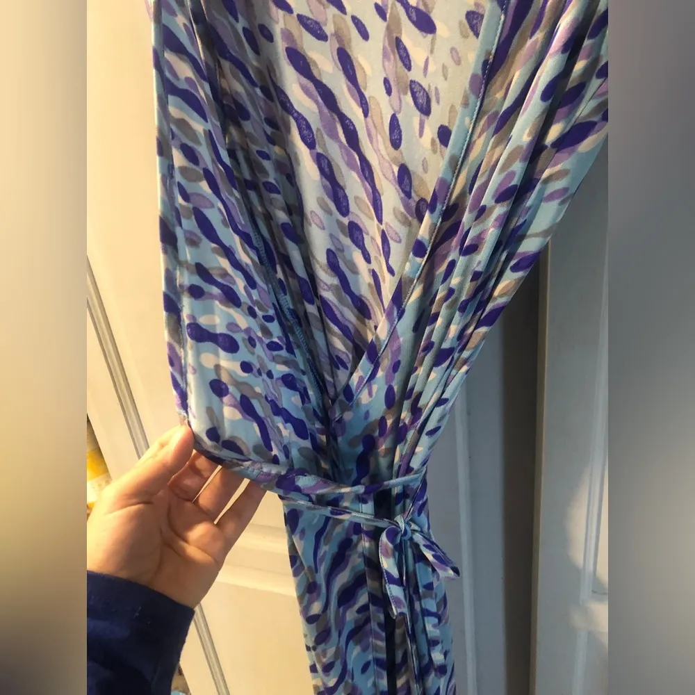 French Connection Blue Diah sleeveless Wrap Midi Dress - Image 3