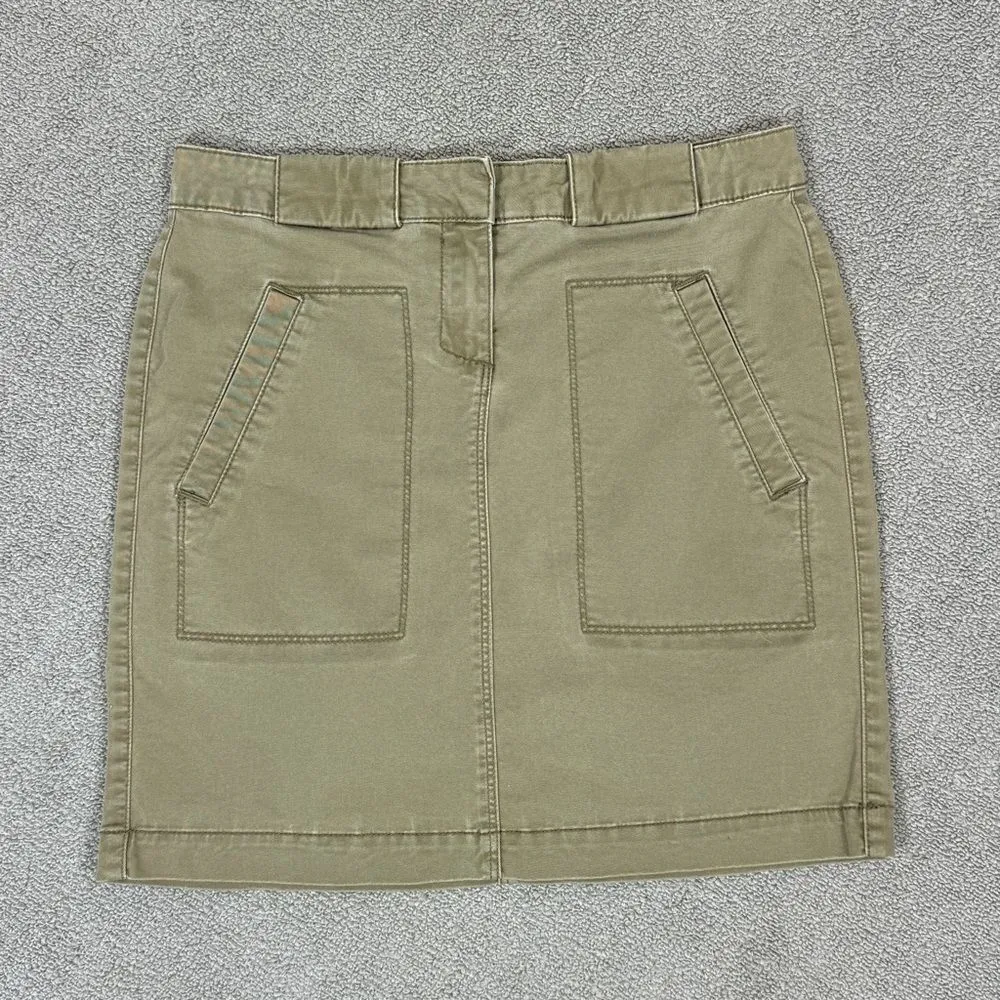 G.H. Bass Twill Utility Mini Pencil Skirt Khaki Green Size 2 Cotton Green - Image 5