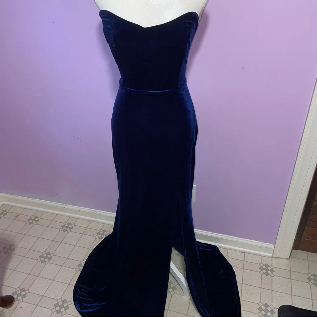 Windsor Margo Velvet Strapless High Slit Mermaid Maxi Dress L Romantic Vamp Goth - Image 3