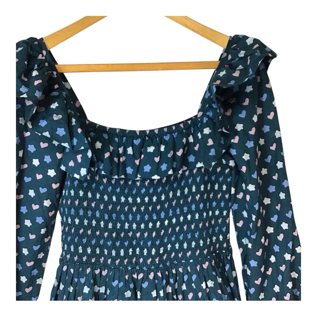 Ophelia & Indigo x Rondel Irma Dress S Cottagecore Smocked Tiered Cotton Midi Blue - Image 3