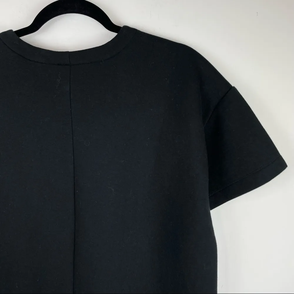 Everlane Sz Small Black Scuba Short Sleeve Boxy Sweatshirt Lagenlook - Image 13