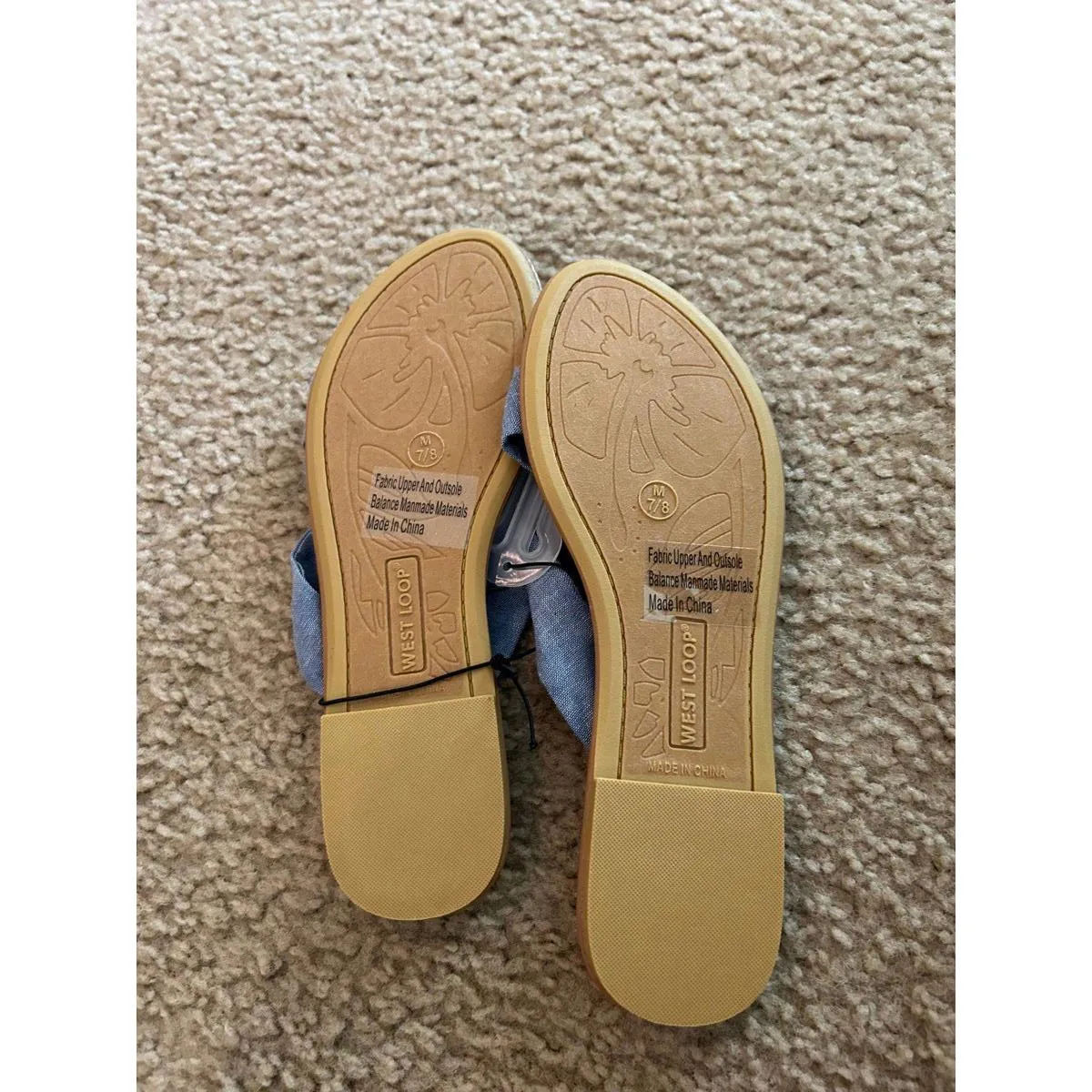 West Loop Womens Sandals Slides Cushioned Insole Cloth Upper Blue Chambray 7 - Image 3