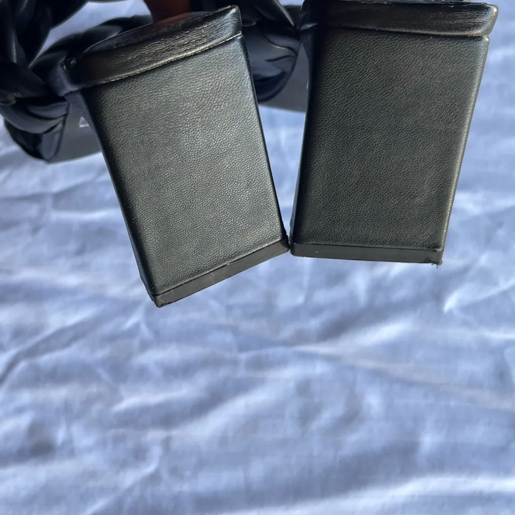 Express Black Heel Threaded Leather Sandal Heels Women’s Size 8 - Image 10