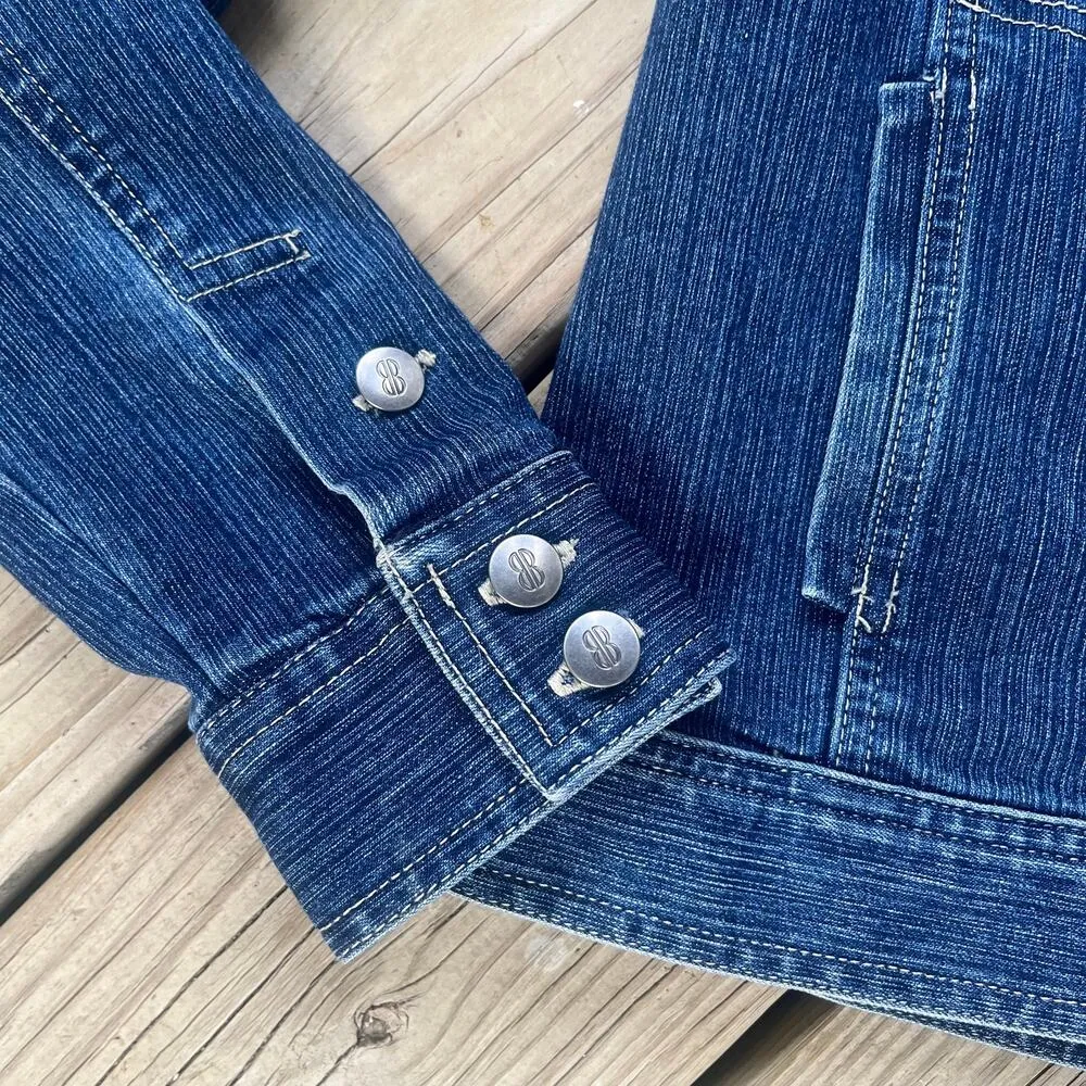 Bill Blass Jeanswear Women's Vintage Denim Trucker Jacket Blue Size PS - Image 4