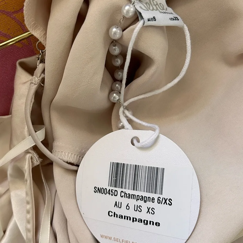 Selfie Leslie champagne silky satin open back DANIJELA PEARL BACK SLIP DRESS - Image 7