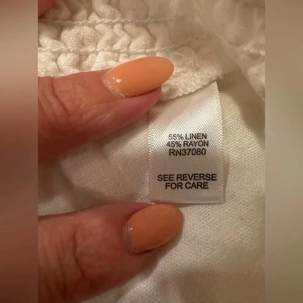 EUC  EST. 1946 white LINNEN palazzo w elastic waist and flat style waist front - Image 5