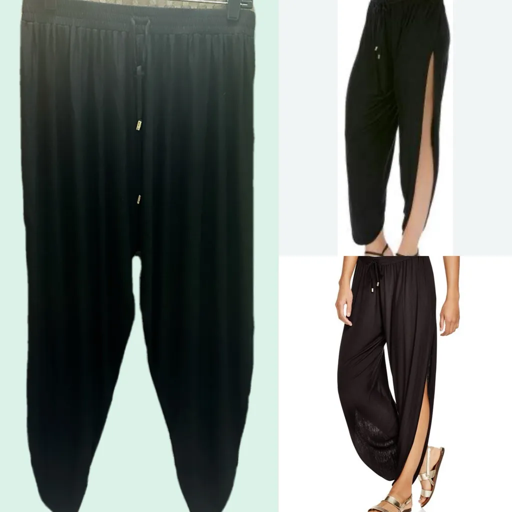 Laundry By Shelli Segal Black Joggers with Side Slits - Image 3