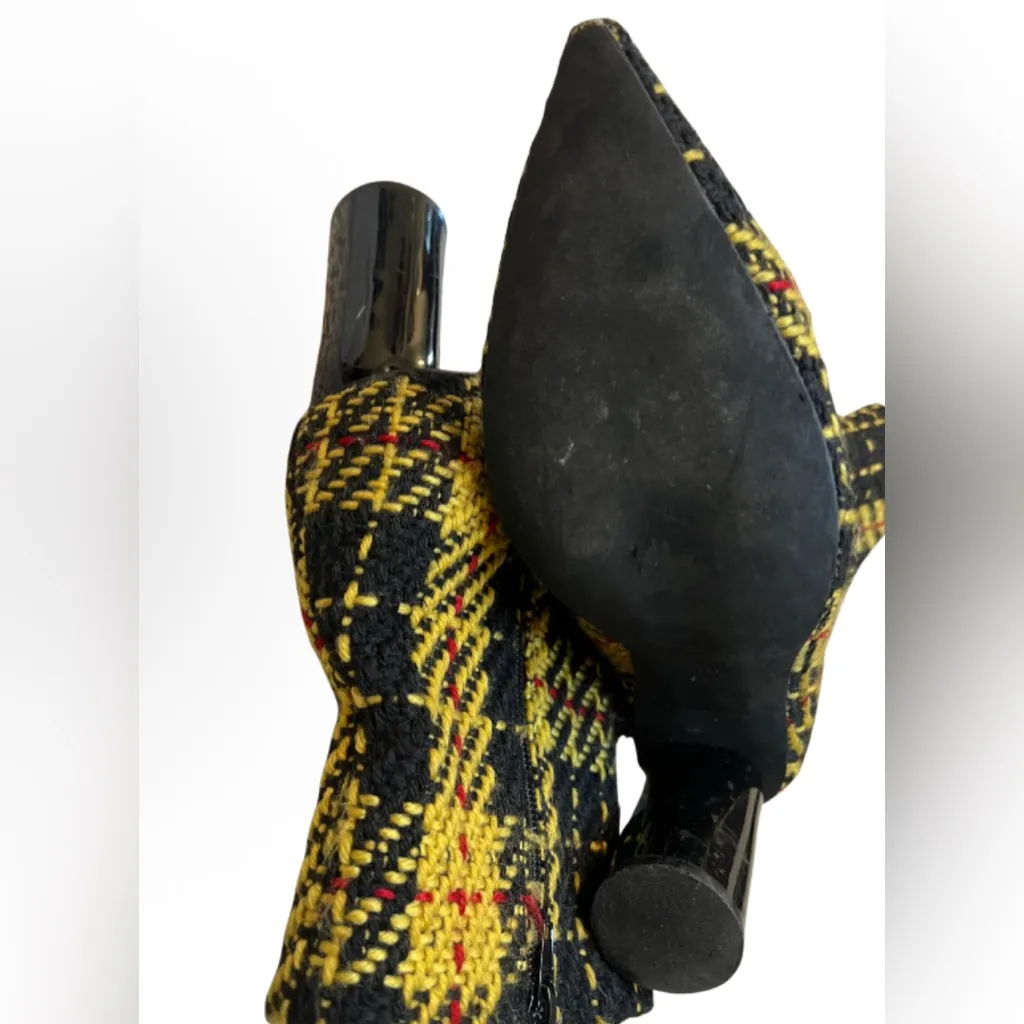 Jeffrey Campbell Yellow Plaid Multi Boot Heel Size 10 - Image 4
