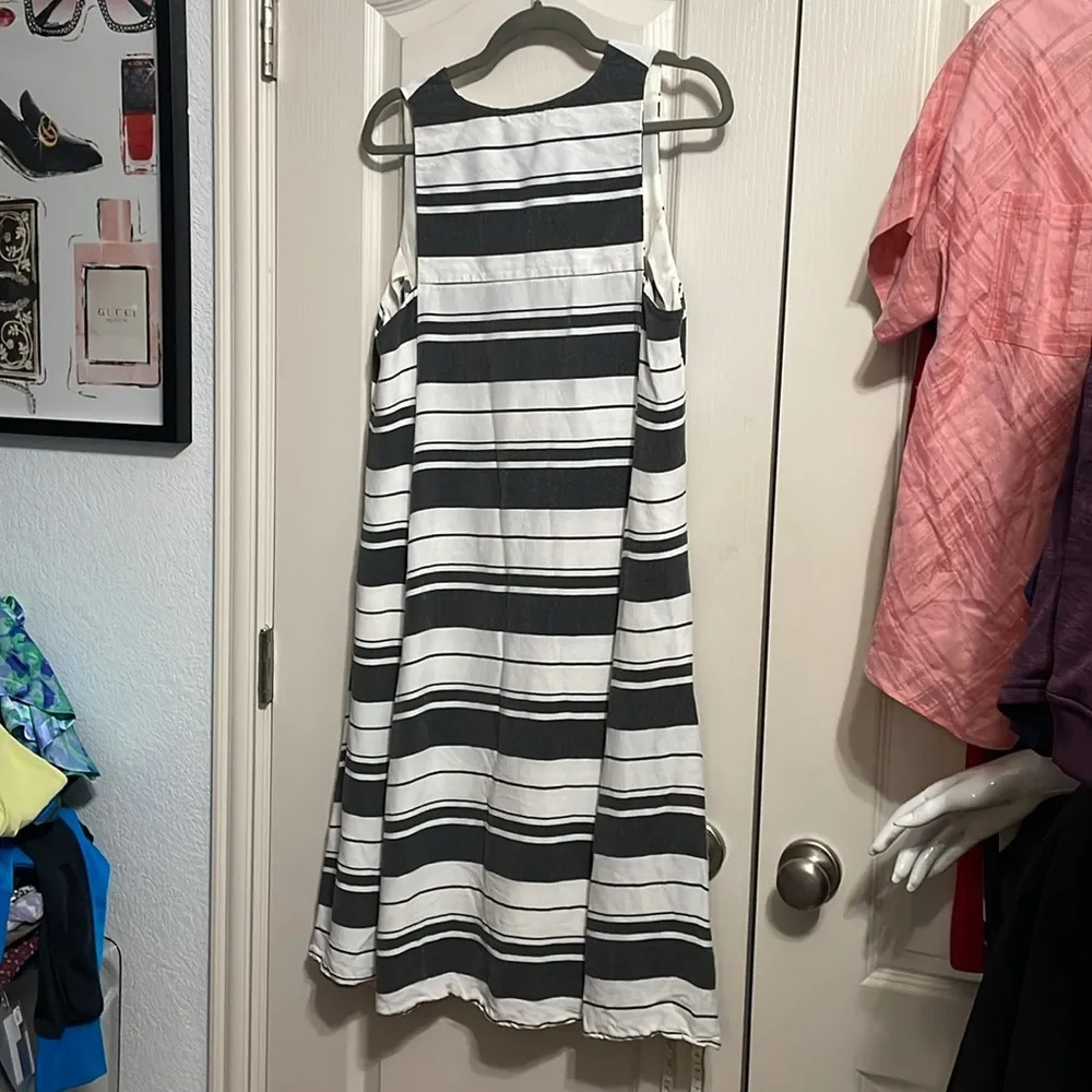 💙💖 WHISTLES Black & White Hayley Stripe Midi Dress Size 12 - Image 3