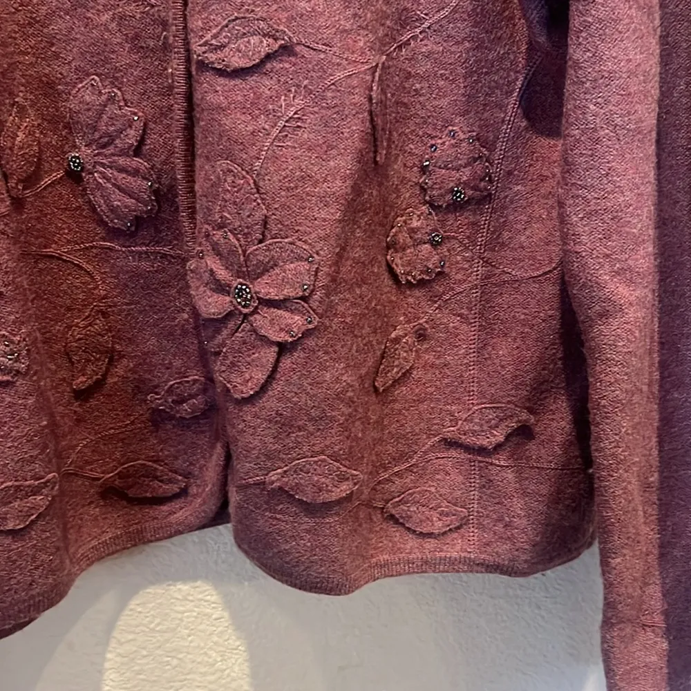 Pendleton Women’s Cardigan Merino Wool Sweater Size Petite Large Purple - Image 5