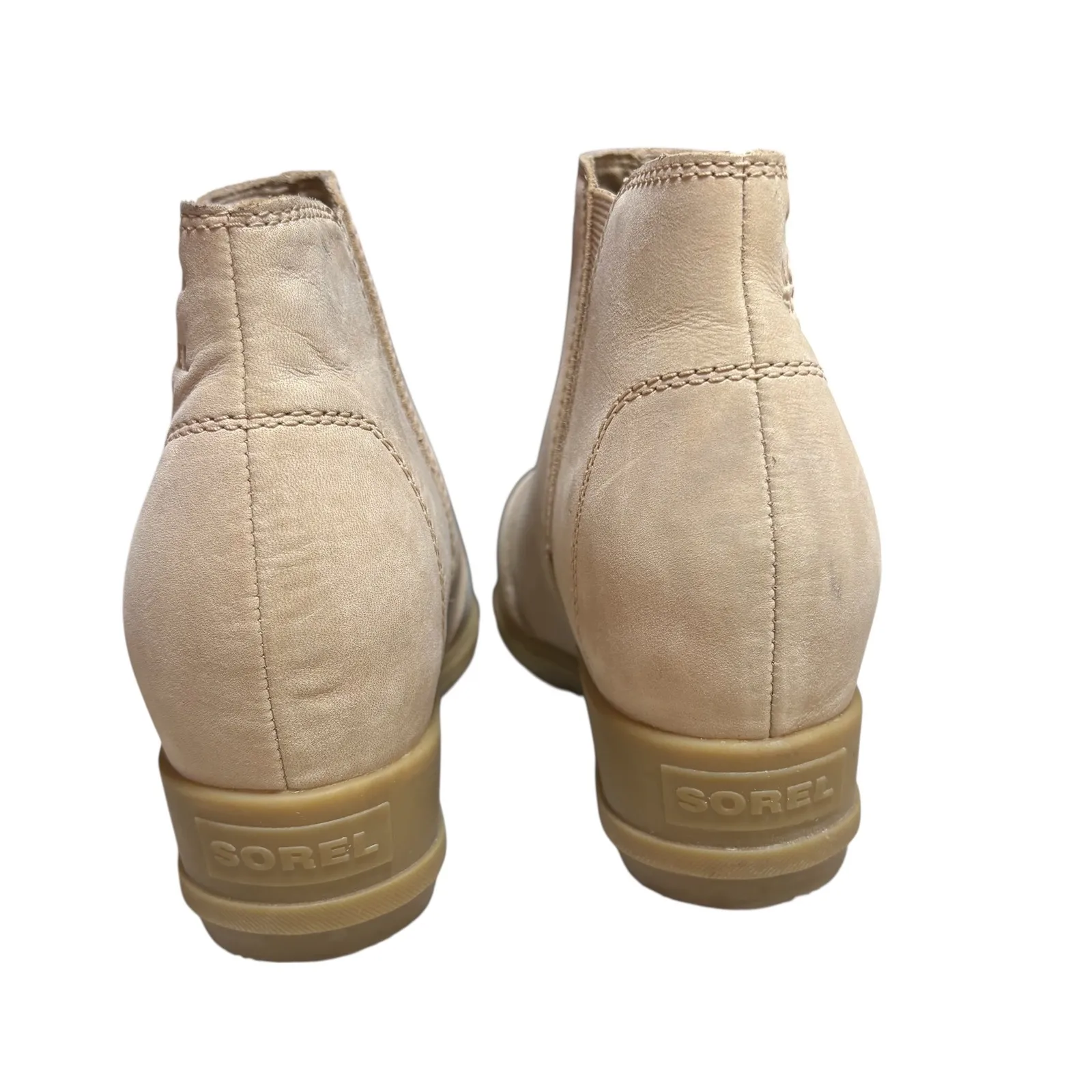 Sorel Joan Uptown Zip Waterproof Leather Booties Women's 8.5 Taupe EUC - Image 4