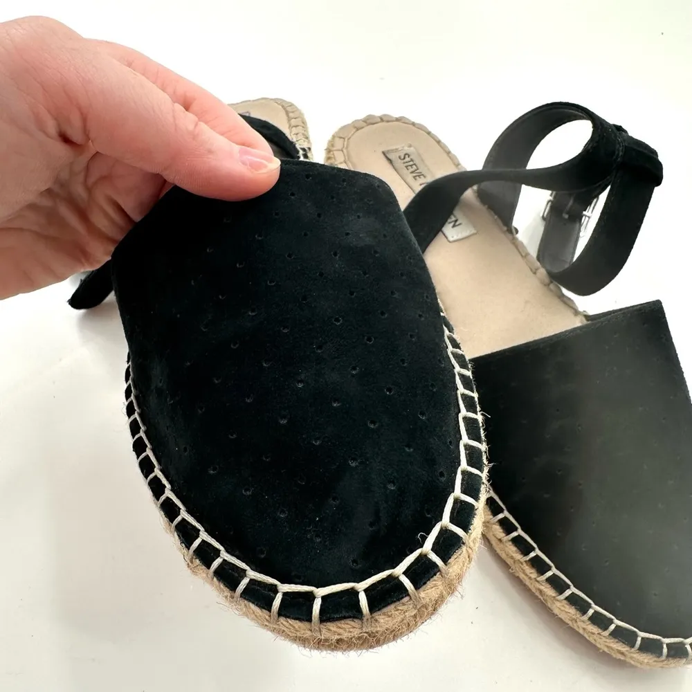 Steve Madden Black Lesko Espadrille Flat Sandals with Ankle Strap - Image 7