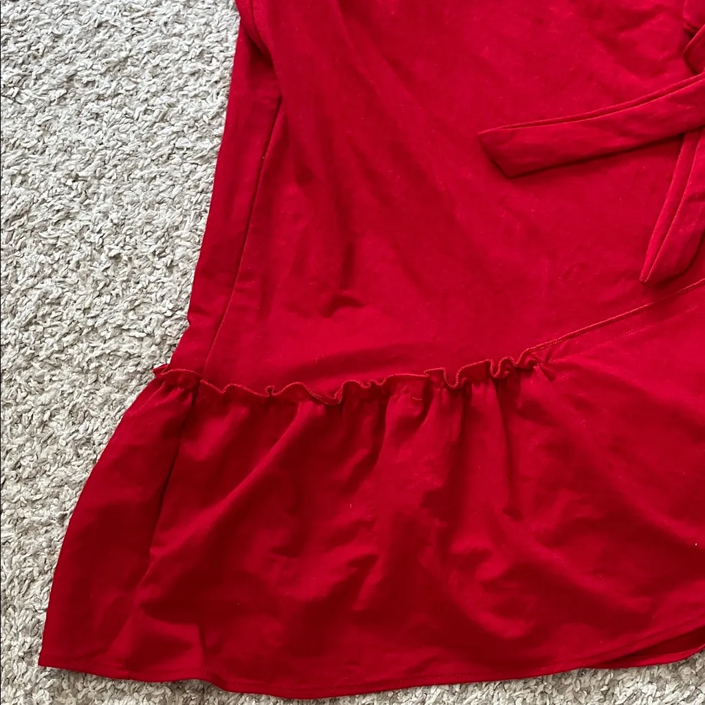 NWOT MNG Casual Vibrant Red Sleeveless Wrap Mini Dress w/ Ruffle Hem - Image 5