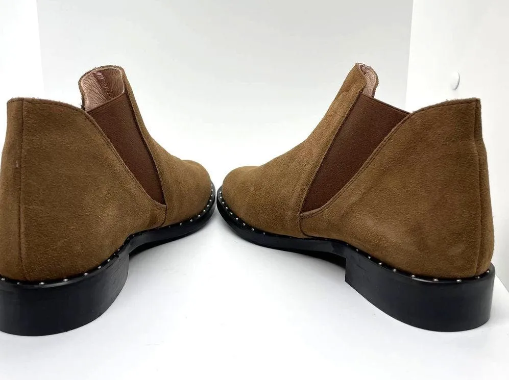 Patricia Green Palma Tan Leather Block Heel Studded Ankle High Boot Size 6 NEW - Image 4