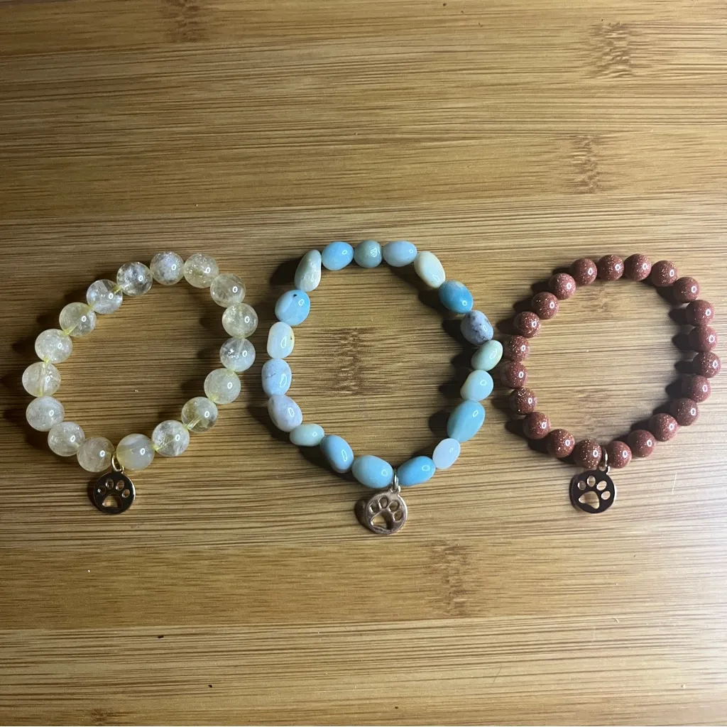 Trio of Beaded Bracelets with Paw Charms - Image 5